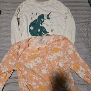 Unicorn Graphic Tee and Floral Cardigan Set